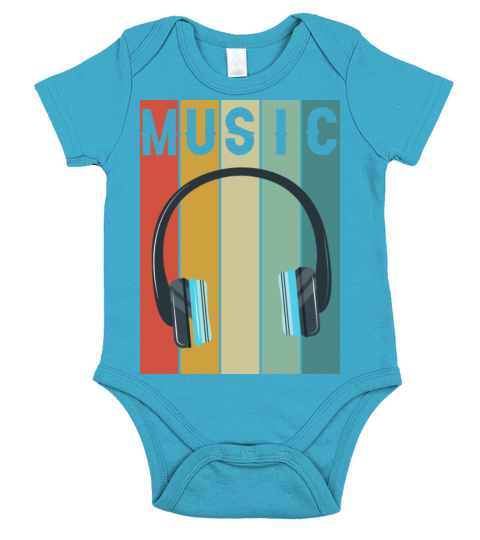 Music Vintage Shirt With Headphone For Music Lover Short Sleeve Baby One-Piece