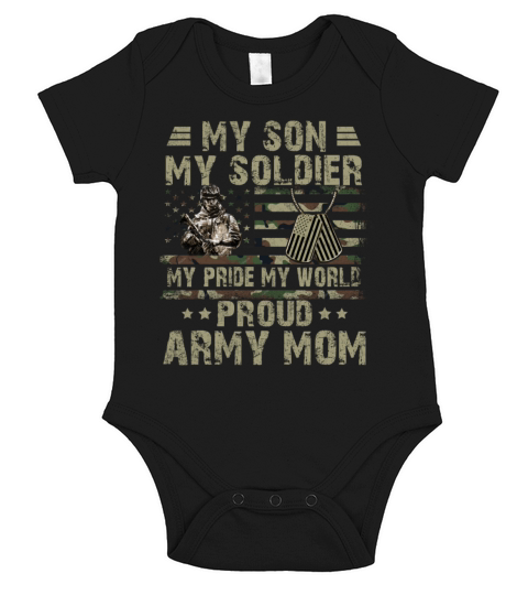 My Son My Soldier Proud Army Mom Military Mother Short Sleeve Baby One-Piece
