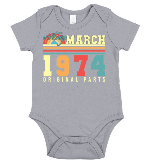 Original Vintage 1974 March Short Sleeve Baby One-Piece