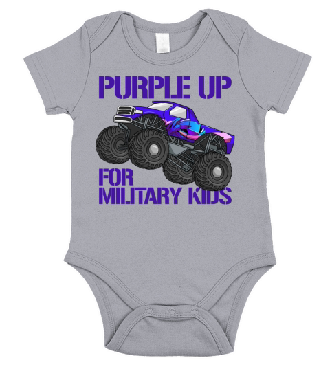 Purple Up For Military Kids Monster Truck Boysboys Short Sleeve Baby One-Piece