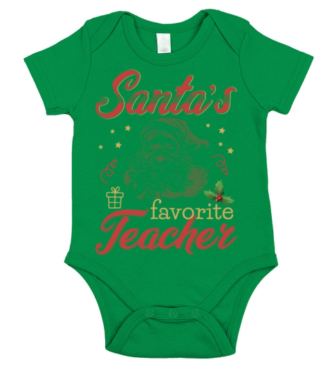 Santa s favorite teacher Christmas gift retro Short Sleeve Baby One-Piece