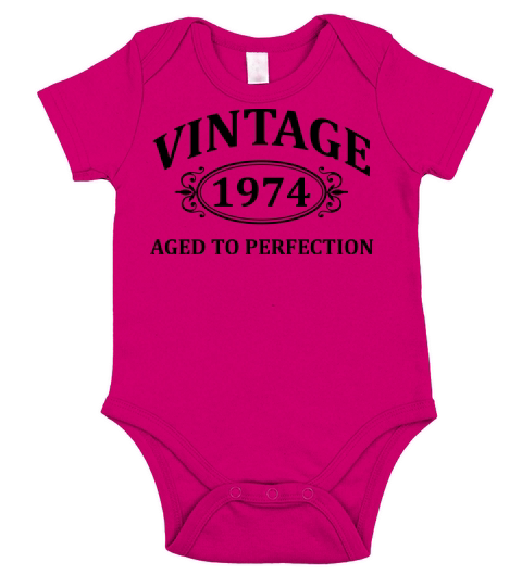 Vintage 1974 Aged to Perfection Short Sleeve Baby One-Piece