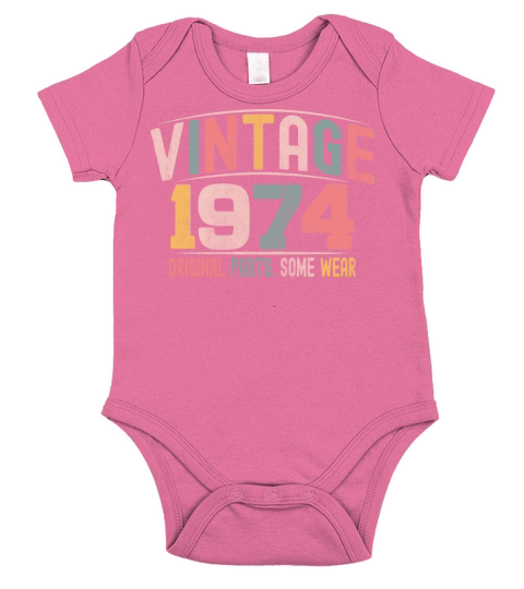 VINTAGE 1974 BIRTHDAY GIFT T-SHIRT Short Sleeve Baby One-Piece