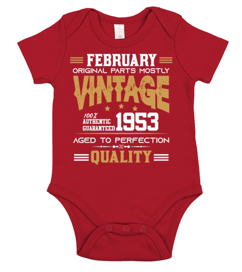 Vintage Aged To Perfection February 1953 Short Sleeve Baby One-Piece