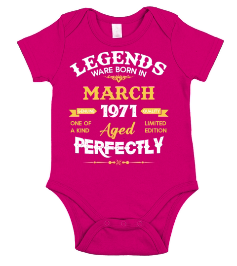 Vintage Aged To Perfection March 1971 Short Sleeve Baby One-Piece
