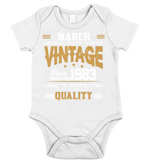Vintage Aged To Perfection March 1983 Short Sleeve Baby One-Piece