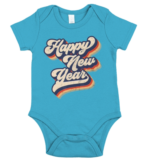 Vintage Happy New Year NYE Party - Funny New Years Short Sleeve Baby One-Piece
