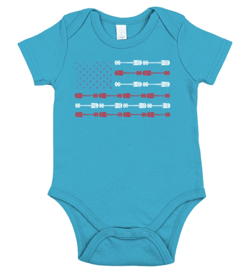 Vintage Patriotic American Flag Piston Muscle Car Short Sleeve Baby One-Piece