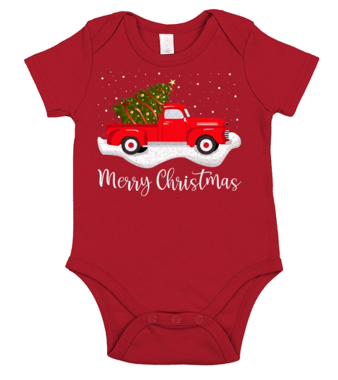 Vintage Wagon Christmas Shirt Tree on Car Xmas Short Sleeve Baby One-Piece