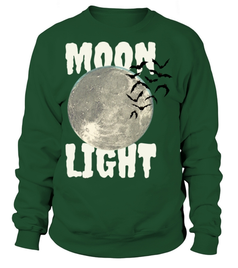 Dark Green Illustrated Moon Light Bat T-Shirt Sweatshirt Unisex