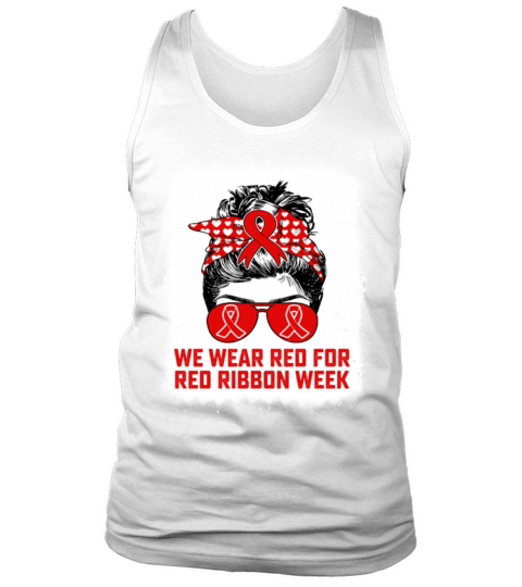 We Wear Red For Red Ribbon Week Awareness Teacher Tank Top Unisex