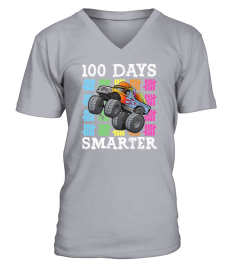 100 Days Of School Dabbing Monster Truck Smarter V-Neck T-shirt
