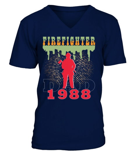 1988 vintage fireman birthday firefighter V-Neck T-shirt