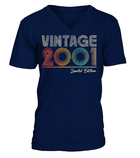 22 Years Old Vintage 2001 22nd Birthday Gifts V-Neck T-shirt