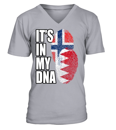 Bahraini And Norwegian Mix Heritage DNA Flag V-Neck T-shirt