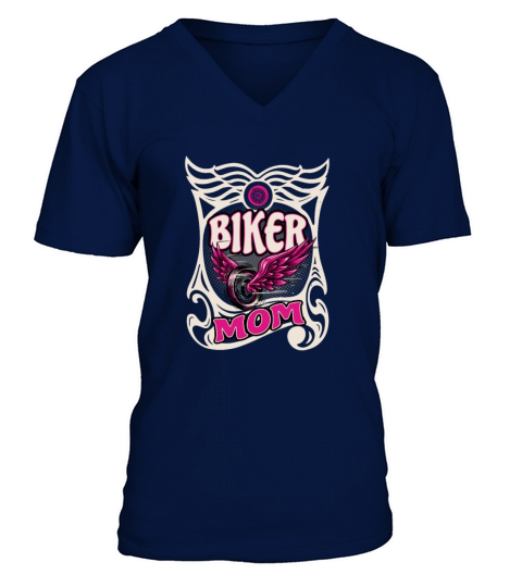 Biker Mom Motorcycle Mother Women V-Neck T-shirt
