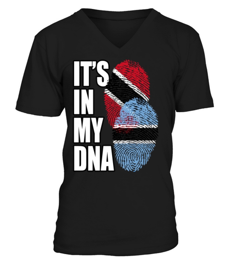 Botswana And Trinidad Tobago Mix Heritage DNA Flag V-Neck T-shirt