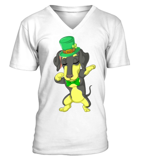 dabbing daschund st patricks day V-Neck T-shirt