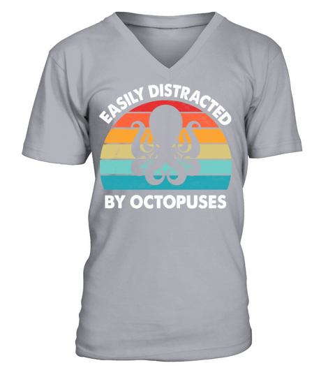 Easily Distracted by Octopuses Vintage Kraken V-Neck T-shirt