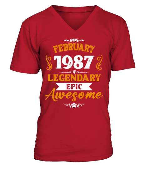 February 1987 Legendary Birthday Present V-Neck T-shirt