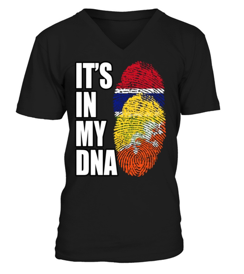 Gambian And Bhutanese Mix Heritage DNA Flag V-Neck T-shirt
