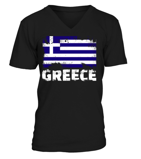 Greece Flag Vintage Distressed Greek Grunge Travel V-Neck T-shirt