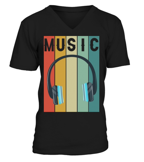 Music Vintage Shirt With Headphone For Music Lover V-Neck T-shirt