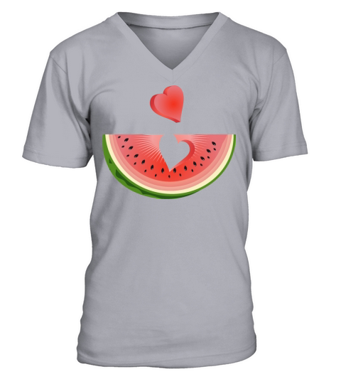 Piece of a watermelon with a heart V-Neck T-shirt