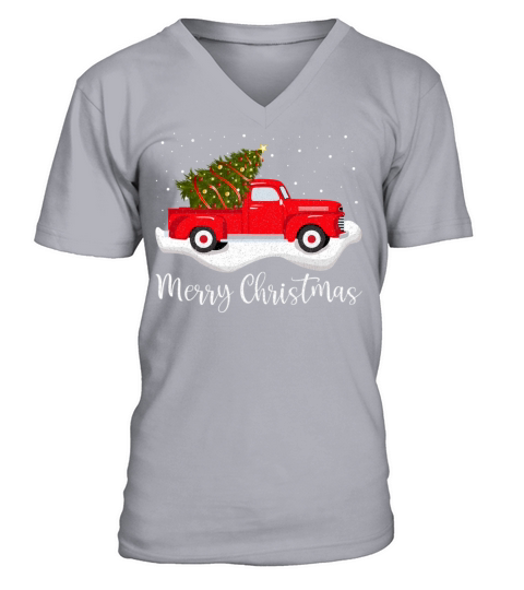 Vintage Wagon Christmas Shirt Tree on Car Xmas V-Neck T-shirt