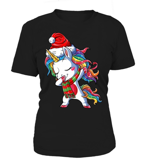 Dabbing Unicorn Santa Christmas Kids Girls Women X Women's T-Shirt