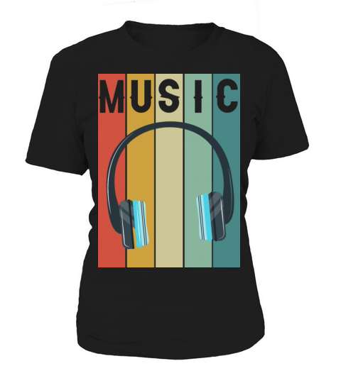 Music Vintage Shirt With Headphone For Music Lover Women's T-Shirt