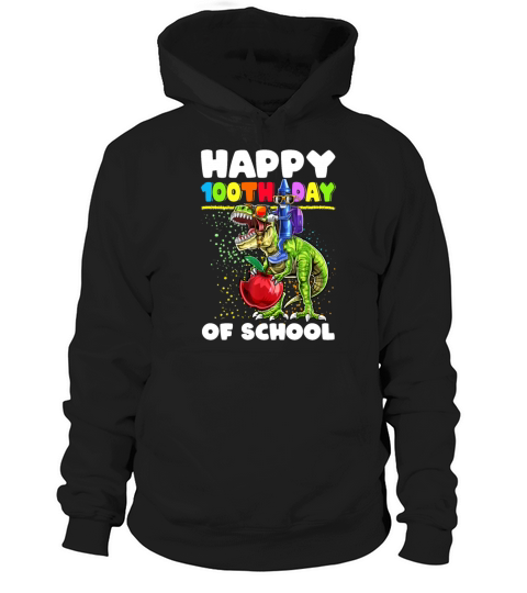 100th Day of School T Rex Dino Dinosaur Crayon Hoodie Unisex