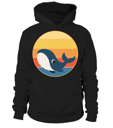 Cute Kawaii Whale Retro Sunset Vintage Ocean Hoodie Unisex