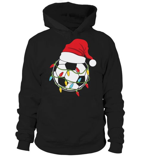 Soccer Christmas Lights Santa Hat Hoodie Unisex