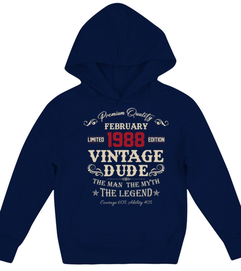February 1988 Vintage Birthday Present Kids Hoodie