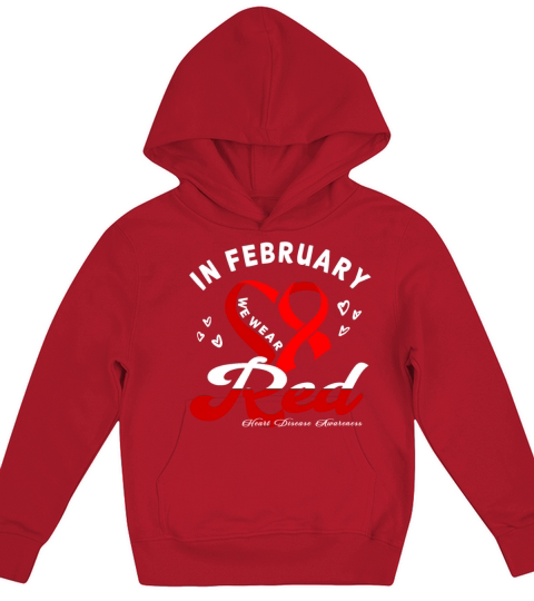 February Red Ribbon Heart Disease Kids Hoodie