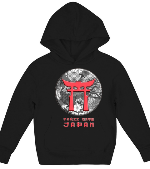 Japan Asian Culture Red Torii Gate Shinto Floral Kids Hoodie
