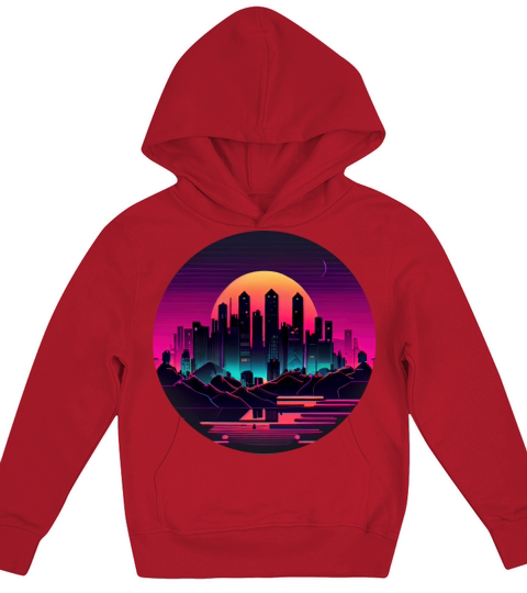 Retrowave Synthwave 80s Design Kids Hoodie