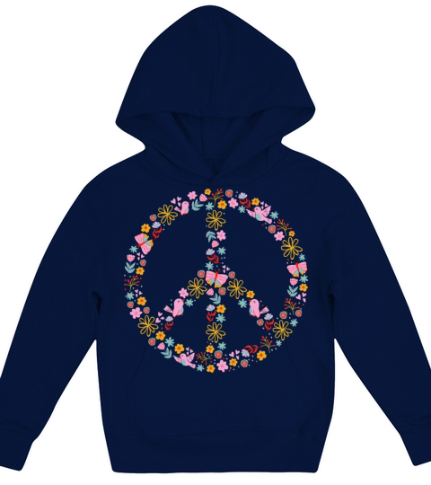 Vintage Floral Peace Symbol Kids Hoodie