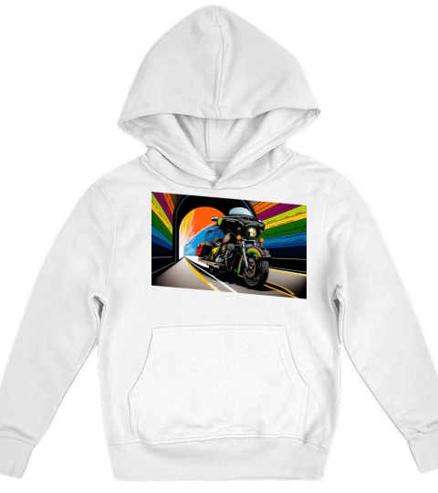 Vintage Motorcycle Biker With Tunnel Kids Hoodie