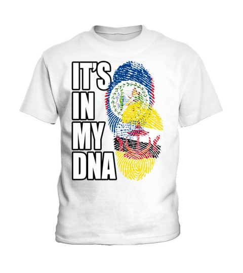 Belizean And Bruneian Mix Heritage DNA Flag Kids T-Shirt