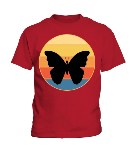 Cute Butterfly Retro Sunset Vintage Animal Insect Kids T-Shirt