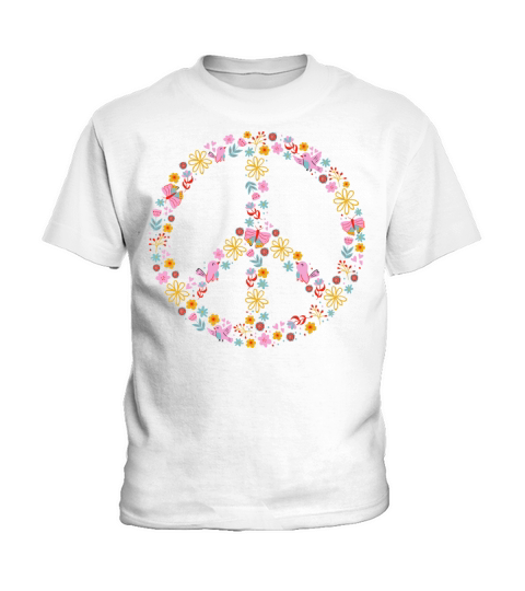 Vintage Floral Peace Symbol Kids T-Shirt