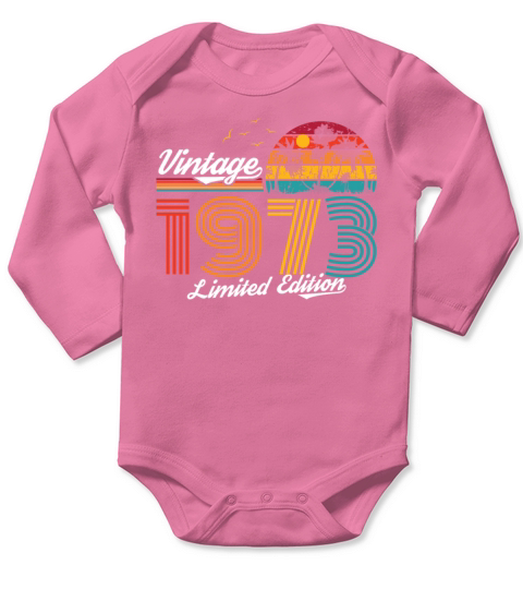 1973 Vintage born in Retro age Birthday gift idea Long Sleeve Baby One-Piece
