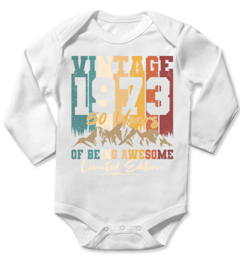 50th birthday vintage 1973 born in 1973 Long Sleeve Baby One-Piece