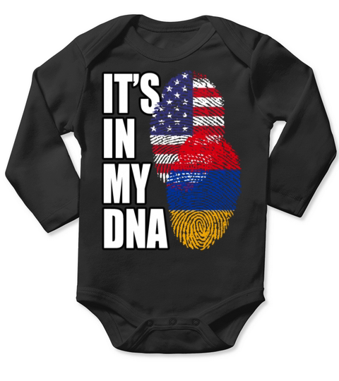 Armenian And American Mix Heritage DNA Flag Long Sleeve Baby One-Piece