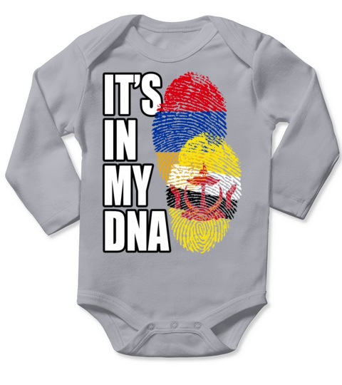 Armenian And Bruneian Mix Heritage DNA Flag Long Sleeve Baby One-Piece