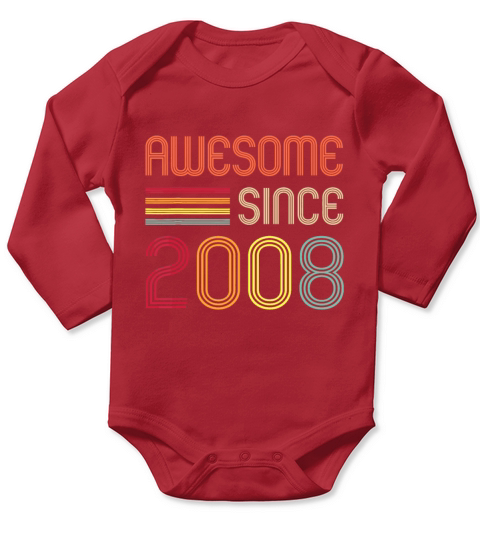 Awesome Since 2008 14th Birthday Retronovember Long Sleeve Baby One-Piece