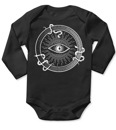 Black and White T-shirt Design With All Seeing Eye Long Sleeve Baby One-Piece