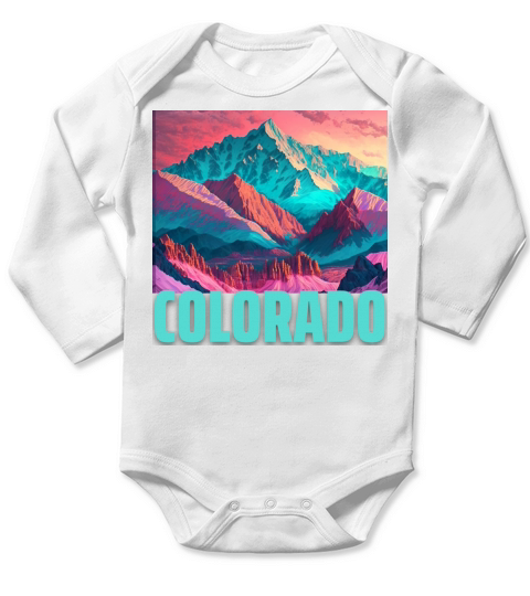 Colorado Rocky Mountain Vintage Retro Sunset Long Sleeve Baby One-Piece